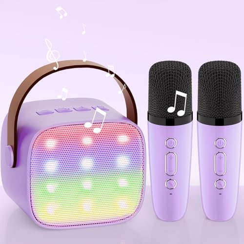 Wowstar Machine de karaoké avec 2 Microphones, Version Premium - Bluetooth - pour Enfants et Adultes - avec Effets changeants de Voix et lumières LED - pour garçons et Filles - Cadeau de fête à la