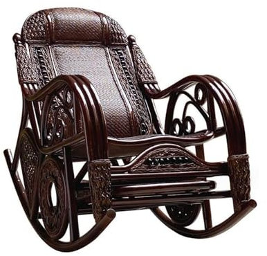 MoBShiK Outdoor-Rattan-Schaukelstuhl mit sicherem Schaukeldesign, Allwetter-Terrassen-Loungesessel, Lazy Chair im chinesischen Stil(A)