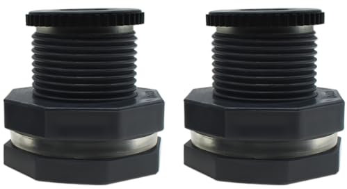 LBTODH 2 connettori per serbatoio dell'acqua da 3/4 di pollice, in PVC grigio, filettati femmina, raccordi per tubi passanti, con tappo e guarnizione, per barili di pioggia e acquari