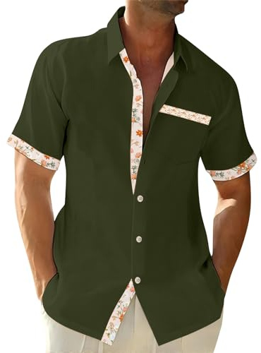 Chemise Hawaienne pour Homme Chemises à Manches Courtes Bouton Décontractées Chemise à Fleurs Imprimée 2026 d'été en Lin de Plage