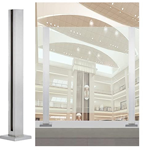 Außendeck-Vierkantrohr-Glasgeländerpfosten, bodenmontiertes Edelstahl-Terrassen-/Plattform-/Korridor-Glasbalustradensystem mit Schrauben (Farbe: Farbe Grau, Größe: 120 cm/47,2 Zoll)