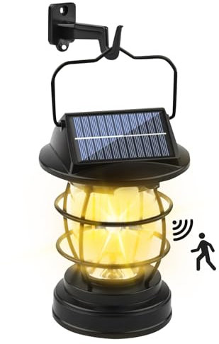Solarlampen für Außen Hängend, Solarlaterne für Außen, IP65 Wasserdicht Metall Solar Laternen mit LED Glühbirne, 4 Modi, Solarleuchten für Außen Gartendeko Draußen Beleuchtung Balkon Deko (Klein)