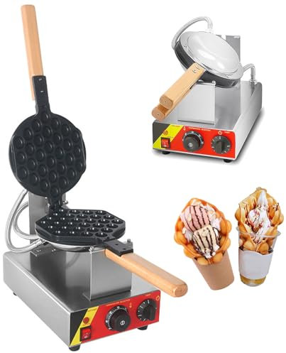 Máquina para hacer gofres de burbujas: plancha para gofres de huevo de Hong Kong antiadherente eléctrica con giratorias de 180 °, máquina para hacer gofres de burbujas para postres de helado