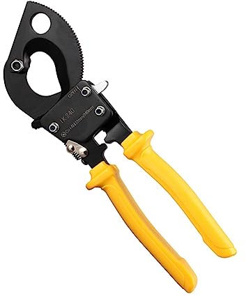 Booso 1 Stück -240 Ratschen-Kabelzange Kupfer- und Aluminium-Kabelschere Getriebeschere Mechanische Kabeltrennzange Gelb