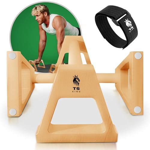 Große Liegestützgriffe – 2x rutschfeste & gelenkschonende Holzgriffe – ideales Parallettes & Calisthenics Equipment für Indoor & Outdoor Körpergewichtstraining- perfekt für Liegestütze & Handstand
