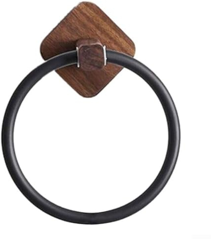 Aluminum Wood Towel for RING Hand Towel Holder for Bathroom Towel Rack Hanger for Kitchen Wall Mount Heavy Duty Storage(Walnut Black)