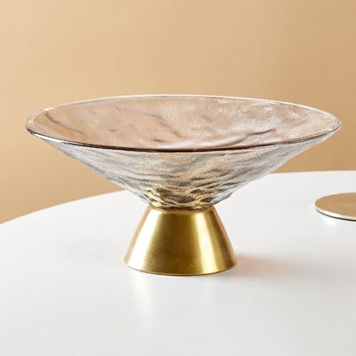 NZYPITOW Cuenco de frutas de cristal, cuenco decorativo de cristal, decoración del hogar, centros de mesa, cuenco para servir, para pan, dulces, aperitivos, decoración de encimera de cocina