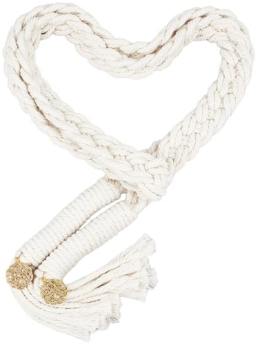 OLYCRAFT Handgefertigtes Seil mit Anhänger 190cm Beige Hohler Liebesknoten traditionelle Keltische Kordel für Hochzeitslasso