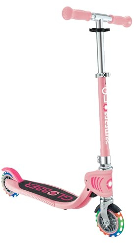 Globber Flow Foldable Junior Lights – Tretroller mit 2 Rädern faltbar – mit verstellbarem Lenker und leuchtenden Rädern – ab 3 Jahren – für Kinder