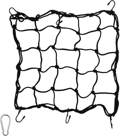 Rete per bagagli per bicicletta, 40 x 40 cm, colore nero, con ganci, per cestino da bicicletta, casco da moto, piccolo accessorio per ciclomotore