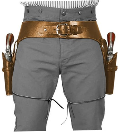 Cowboy -Waffengürtel, Leder -Doppelpistolen -Holster, mittelalterlicher Retro Revolver Belt Case, Steampunk -Kostüm für Halloween -Cosplay -Party (Dark Brown)