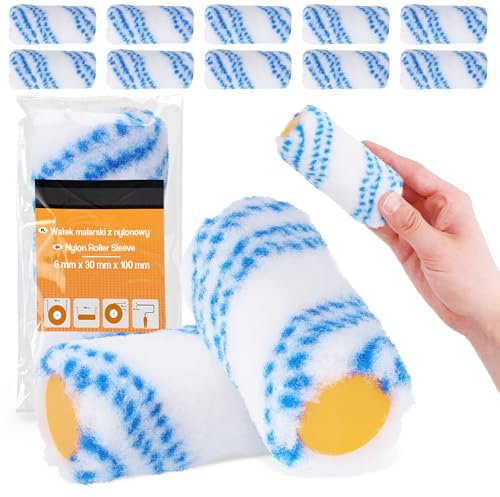 10x Farbroller 10 cm Ersatzrolle Farbwalze Malerwalze Malerrolle Nylonrolle Malen Streichen Wandfarbe Roller Anti-Spritz-Roller Universal Wandroller Robuste