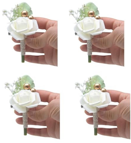 FUXIU Ansteckblume in Rosenform, für Braut, Brautjungfer, Bälle, Party, Hochzeit, Ansteckblume für Brautjungfer und Trauzeugen, 4 Stück