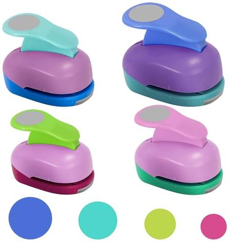 WANDGU 4 stycken pappersstansarset: stansare rund, pappersstansare rund motivstansare, 4 storlekar utstansare runt papper motivhålslag stansningsset, för gör-det-själv, scrapbooking, fotoalbum (9 mm