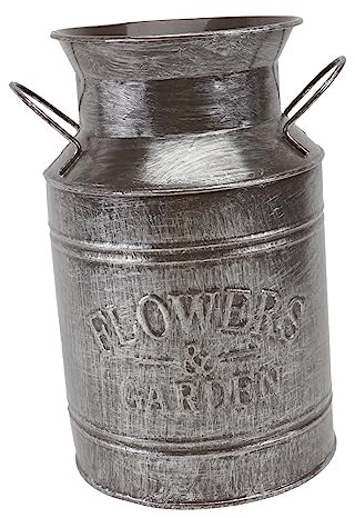 Alipis Vintage Retro Iron Sheet Flower Bucket Vase Floral Arrangement Decor European-style Multi-purpose Silver Flower Bucket for Home Garden Office Display