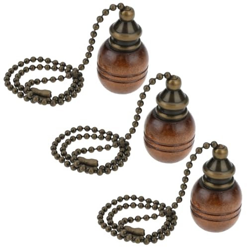 ECSiNG Lot de 3pcs Chaînes de Traction Décoratives en Bois pour Ventilateur de Plafond 3,9 x 2,3 Cm Bronze 30cm 30cm pour Plafonnier Lampe Ventilateur