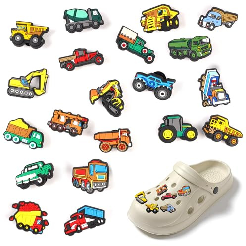 20 Stück Schuhanstecker in Bagger-Form, Cartoon Schuhdekoration, Abnehmbare PVC Schuh Charms, DIY Schuhdekoration, Schuh Anhänger für Die Verpackungsdekoration von Kinder- und Erwachsenenschuhen