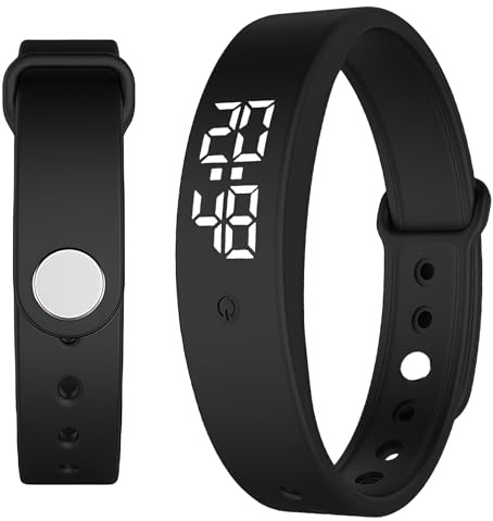 Vibrationswecker Armband: Vibrationsalarm Erinnerung Uhr mit Timer und 10 Täglichen Alarmen, Silent Vibrating Alarm Reminder Watch, Wecker Armband Vibration für Erwachsene Kinder, Schwarz