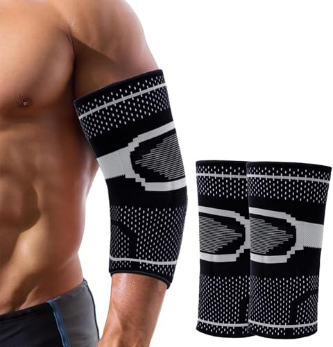 Mayoii 2er-Pack Ellenbogenbandage, Bandage Tennisarm, Ellbogen Bandage Herren und Damen, Ellenbogenschoner für Sport, Fitness, Tennisarm, Golferarm – Rutschfest & Atmungsaktiv (XL)