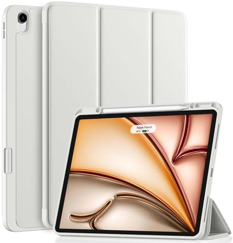 Vobafe Funda iPad Air 13 Pulgadas 2025 2026 2024 (M4/M3/M2) con Porta Lápiz, Funda Delgada con Soporte para Tableta, Visualización Multiángulo, Activación/Desactivación Automática, Gris Claro