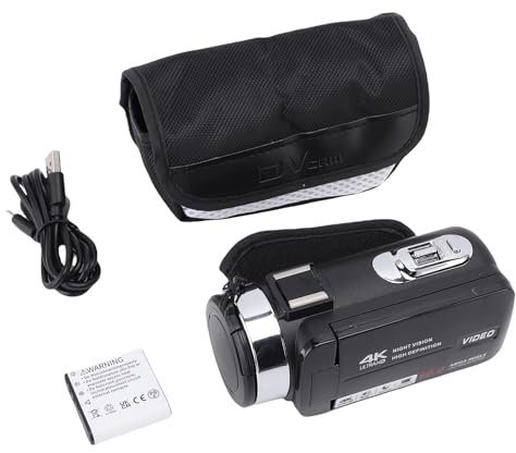 Yctze Videocamera 4K 80MP HD 3 Pollici Schermo Rotante a 270 Gradi Zoom 18X Videoregistratore Digitale con Flash LED per Viaggi