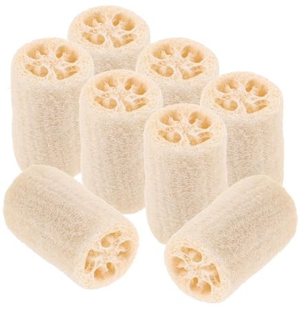 HAMPPLIES 8 pièces Éponge Loofah Naturelle Exfoliante pour Cuisine Nettoyage Doux Peau Sensible Séchage Rapide Design Compact et Prise Main Confortable