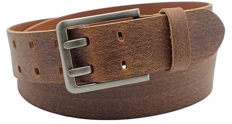 NK Belt GmbH Handgemachter Herren Ledergürtel aus Büffelleder mit Doppeldorn Schnalle, Made in Germany, Anzug Jeans Gürtel 43mm #DD-15