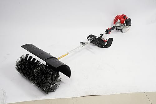 52CC Kehrmaschine mit 2,3 PS Motor, 52cm Kehrbreite, 2-Takt-Benzinmotor, 8500 U/min, für Kunstrasen, Straßen, Bauernhöfe, Gehwege, Schwarz-Rot, 182cm Gesamtlänge