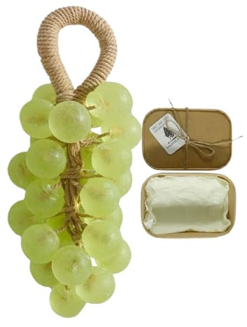 Grape Soap, Grape Soap On A Rope, Green Handmade Decorative Cluster Soaps Bars On Vine, Natural Fragrance For Hand Cleaning