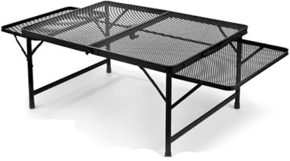 Mesa auxiliar plegable de aluminio para camping, mesa portátil de metal para exteriores con asa de transporte para jardín, patio, caravana, barbacoa, picnic, 90 cm