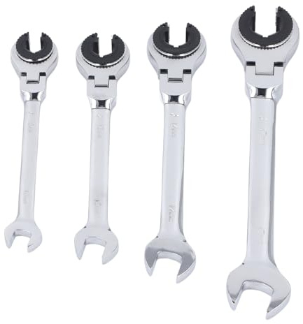 Juego de llaves para líneas de freno, llaves para tuercas abocinadas con mecanismo de trinquete, juego de llaves combinadas para tubos de 10 mm, 12 mm, 14 mm y 17 mm, llaves para