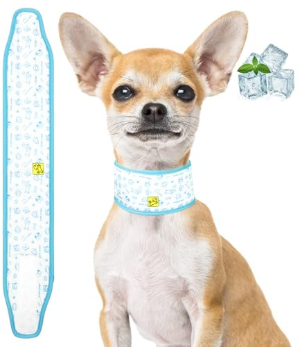 BiPawTi Dog Neck Cooler Cooling Wraps, Adjustable Velcro Pet Cool Collar Scarf Bandana, Evaporative Cooling Gear for Summer - Keeps Dogs Cool During Walks, Hunting & Outdoor Play - Blue, M