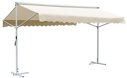 Qnhdfrt Auvent sur Pied Double Face 500x300 cm Polyester Crème | Doté d'un cadre en acier robuste, ce grand store double pente protège du soleil dans le jardin ou sur la terrasse.