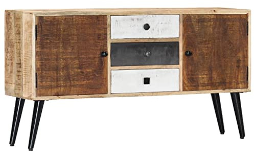 vidaXL Mangoholz Massiv Sideboard mit 3 Schubladen 2 Türen Kommode Mehrzweckschrank Beistellschrank Schrank Standschrank Anrichte 118x30x62cm