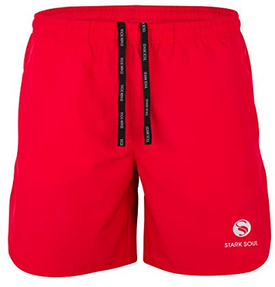 STARK SOUL Men's Fitness Reflect Sports Shorts, Functional Trousers, Breathable, Quick-Drying Training Shorts, red, M