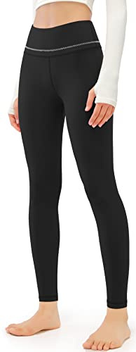 Womens Thermal Fleece Lined Leggings, Warm Elegant High Waisted Gym Leggings, Winter Yoga Pants with Pockets