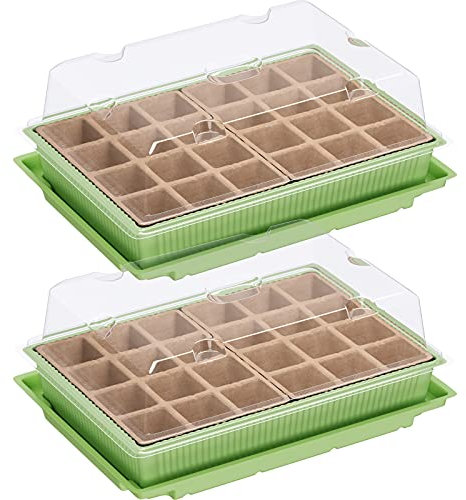 WELLGRO Mini Gewächshaus für 24 Pflanzen - ca. 27x19x10 cm (LxBxH) je Zimmergewächshaus, grün/transparent, Kunststoff/Zellulose - Menge wählbar, Stückzahl:2 Stück