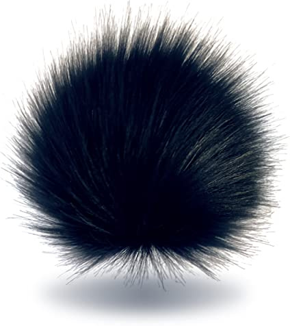 Wohnkult Bommel-Set | 3 x Kunstfell Bommel | in 16 Auswahl | Pelzbommel Ø 15-17 cm Pommel für Mützen mit Druckknopf (Grau) (Pink-Schwarz) (Metall-Schwarz)