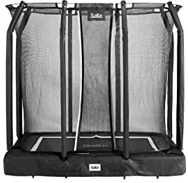 Salta Premium Ground - Bodentrampolin mit Sicherheitsnetz - Rechteckig - 214 x 153 cm / 305 x 214 cm / 366 x 244 cm (214 x 153 cm, Schwarz)
