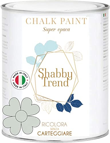 GENERICO SHABBY TREND® CHALK PAINT Pittura Shabby Chic GRIGIO POLVERE Vintage Mobili Pareti Extra Opaca 120 VARIANTI (500ml)