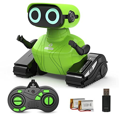 HONGCA Robot Telecomandato per Bambini, Robotica Programmabile Ricaricabile con Musica Sensore Tattile Registrazione Occhi a LED Giocattolo Educativo Sicuro Regalo di Natale e Compleanno – Verde
