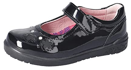 Ricosta Leya 8600702-093 Black Patent Leather Girls Rip Tape Mary Jane