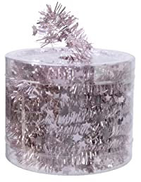 Kaemingk Weihnachtsgirlande 7m x 3cm inkl. Sterne - Lametta Girlande - Sternengirlande mit feinem Draht zum Dekorieren und Basteln - Rosa