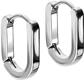 FILANGO 1 Paar Chirurgenstahl Creolen OVAL Ohrring Ohrclicker Ohr Schmuck Farbauswahl