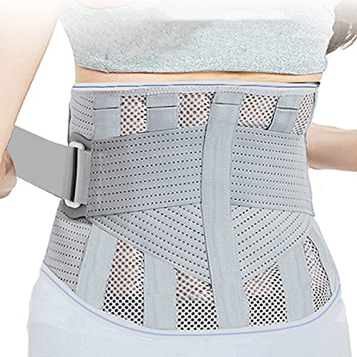 Samnuerly Cinturón de Soporte para la Espalda Protección Lumbar Malla Transpirable Ajustable con Soporte Estancias Cinturón de Soporte para el Alivio del Dolor en la Parte Inferior de la Espalda para