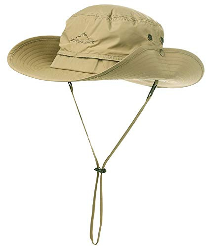 Comhats Outdoor Faltbarer Boonie Herren Buschhut mit Kinnband UPF 50+ Khaki 63-66cm(XL/XXL)