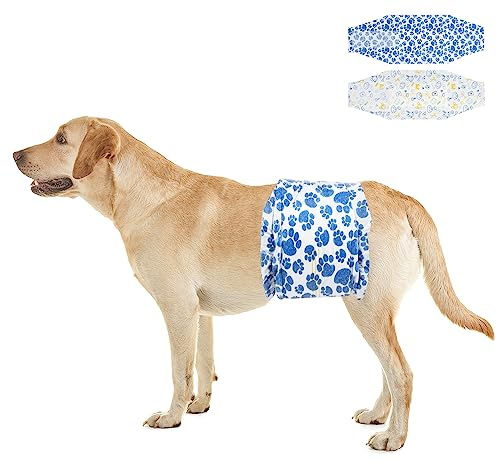 Dono pañales para Perros machos, 20 Unidades, indicador de Humedad, envolturas para la Barriga del Perro, con tecnología de Gel de Secado rápido, pañales para Cachorros con incontinencia, L