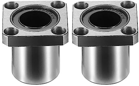 A ABSOPRO Linear Kugellager LMK20UU Vierkant Flansch Silber 2 Stück | Material Lagerstahl, Innendurchmesser 20mm, Außendurchmesser 32mm, Länge 42mm, Für Lineartische, Vorgeschmiert, Staubdicht