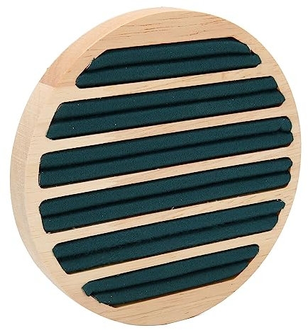 Porte-bijoux, Présentoir de bagues en bambou, polyvalent, 6 fentes de bureau, Porte-bijoux en bois à 6 fentes de forme ronde pour bagues et boucles d'oreilles, Porte-bijoux en flanelle verte