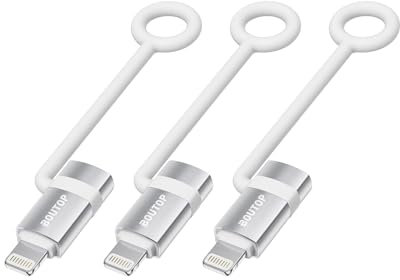 BOUTOP [3 Stück 36W USB C auf Lightning Adapter [Apple MFi Zertifiziert] für Schnelles Laden und Datenübertragung,mit Anti-Verlust-Seil für iPhone 14 13 Pro Max,iPad Air 4/Mini 5,iPod-Silber